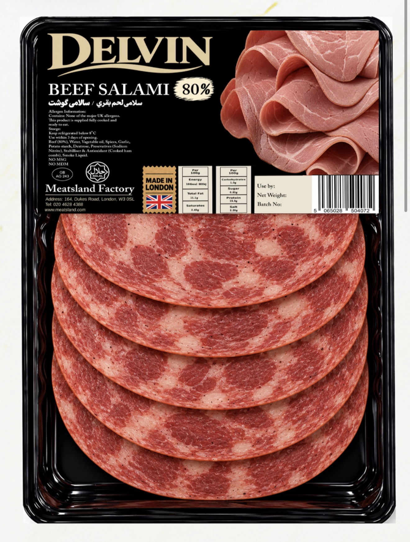 Beef Salami Delvin packaging